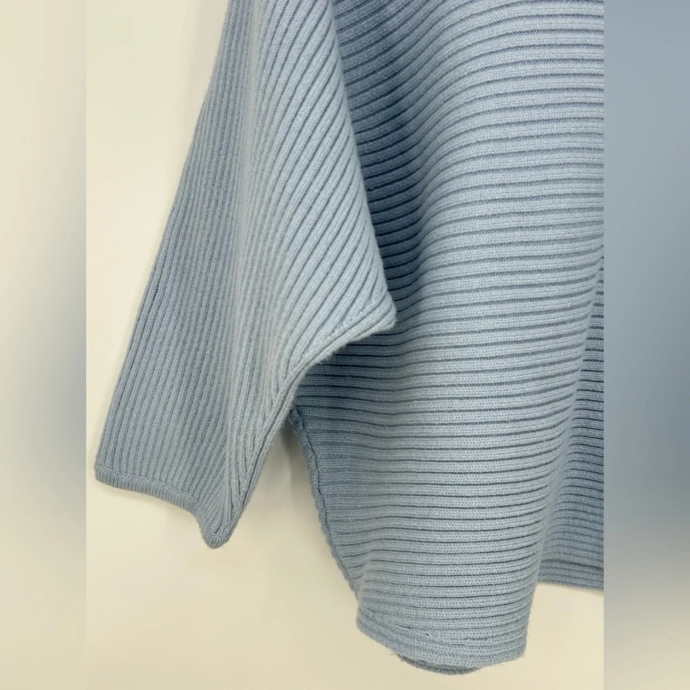 Anthropologie Kendall Cropped Ribbed Knit Boatneck Pullover Blue Women's Size 2X